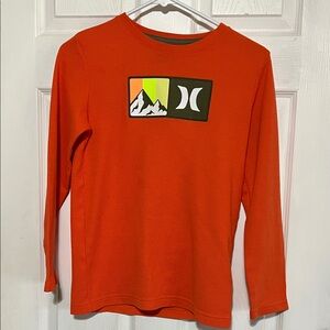 Hurley Orange Long Sleeve Kids Tee with Graphic